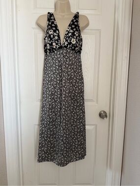 Altered State Black Floral Plunge V Neck Maxi Dress S